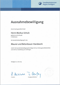 HAndwerkskammer Zulassung